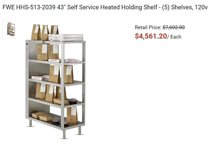 Used FWE Radiant Heated Holding Shelves - HHS-513-2039