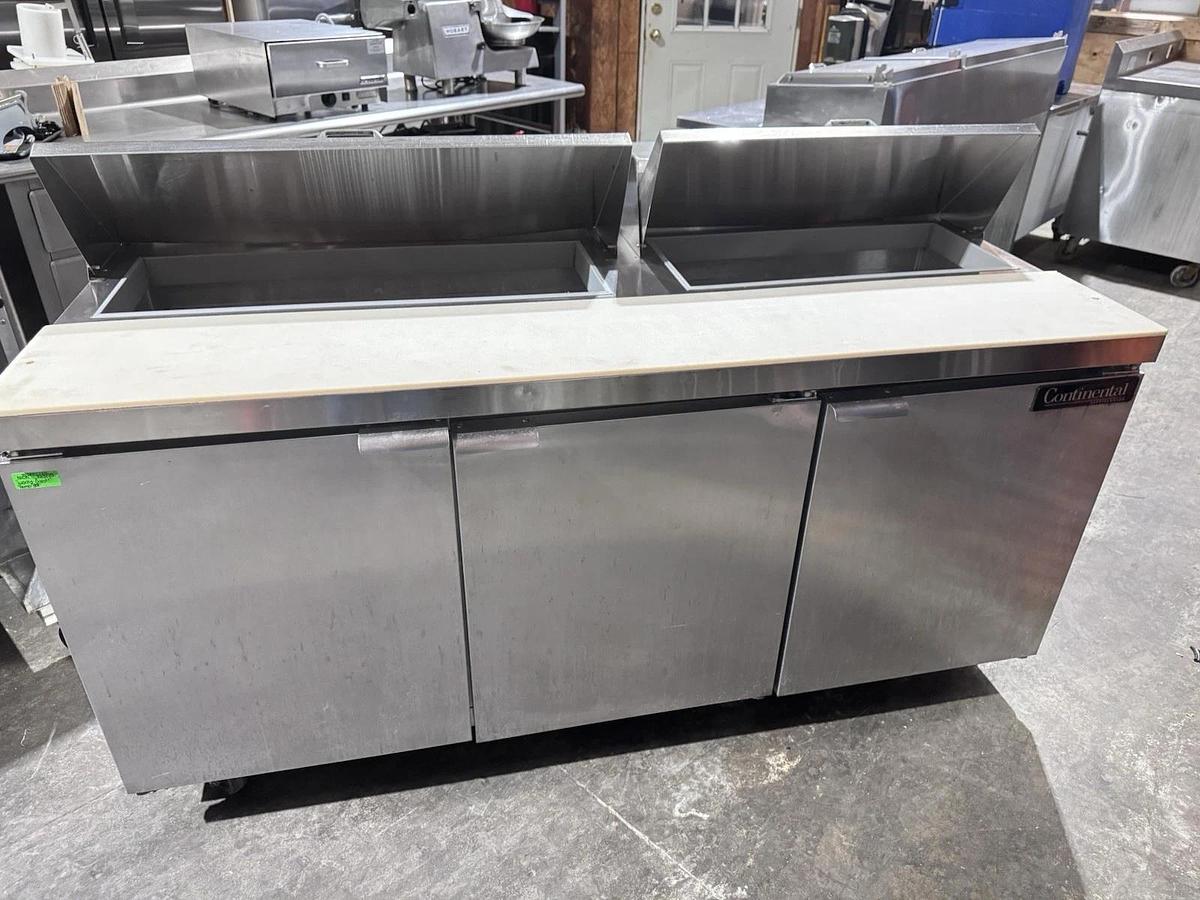 Used Continental SW72N18 72" 18 Pan Sandwich / Salad Prep Station w/ 3 Door Refrigerator