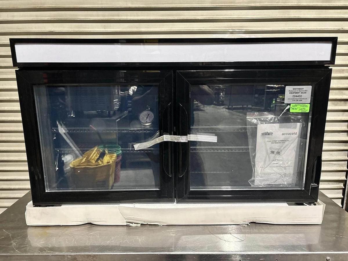 Summit SCR3502D 36" Countertop 2 Swing Glass Door Refrigerator in Black