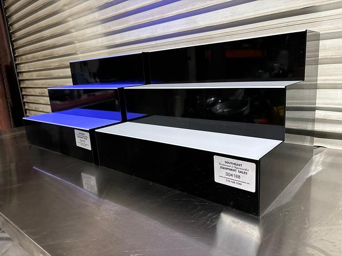 Used Set of 2 - 18" 3 Tier LED Illuminated Shelves Liquor Bottle Bar Display Stands