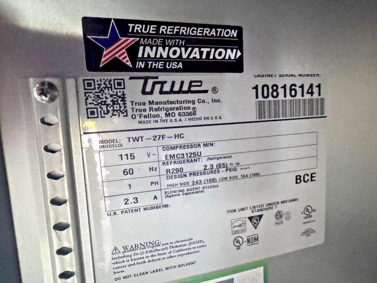 Used 2024' True TWT-27F-HC 27" 1-Section WorkTop Freezer w/ 1 Solid Door