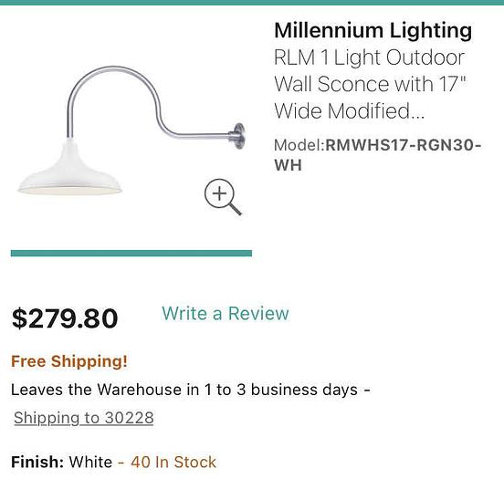 Used Millennium Lighting RMW-1 Light Outdoor/Indoor w/ 30” Gooseneck