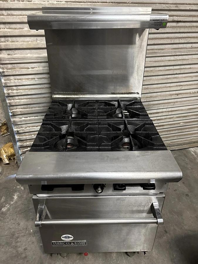 Used American Range AR-4 24" Restaurant Gas Range w/ 4 Open Burners, Space Saver Oven