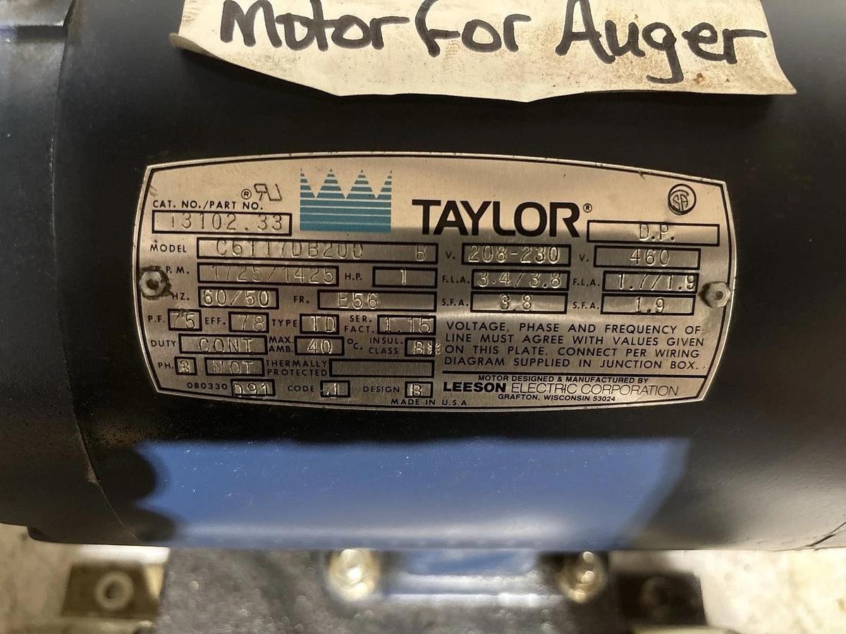 Used Taylor 013102-33 Beater Motor, 208/230V, 1HP, 3PH, Tested! Excellent Condition