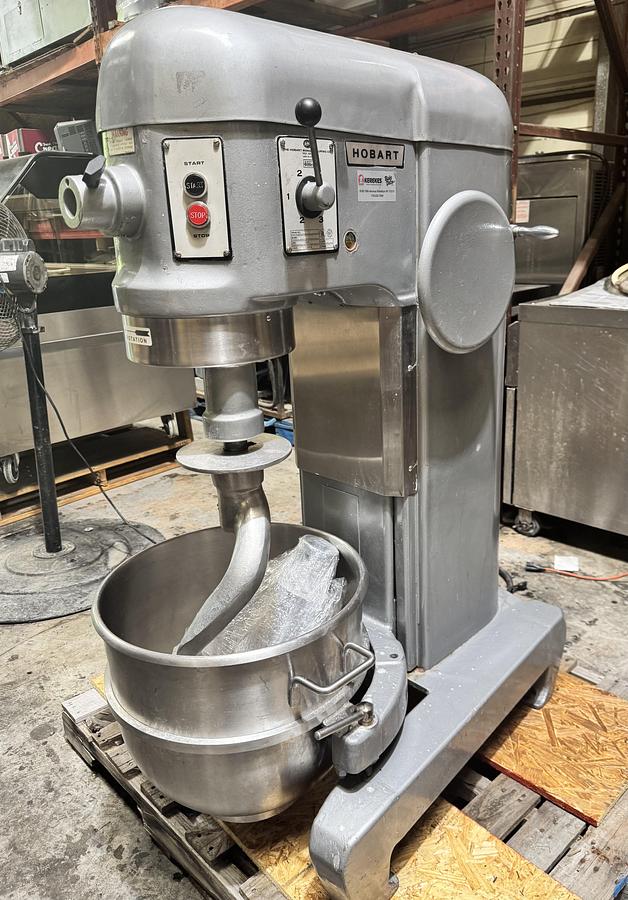 Used Hobart H600 60Qt Floor Mixer, 2 Attachments,4 Speed 240V w/ Optional 440V, 3 Ph