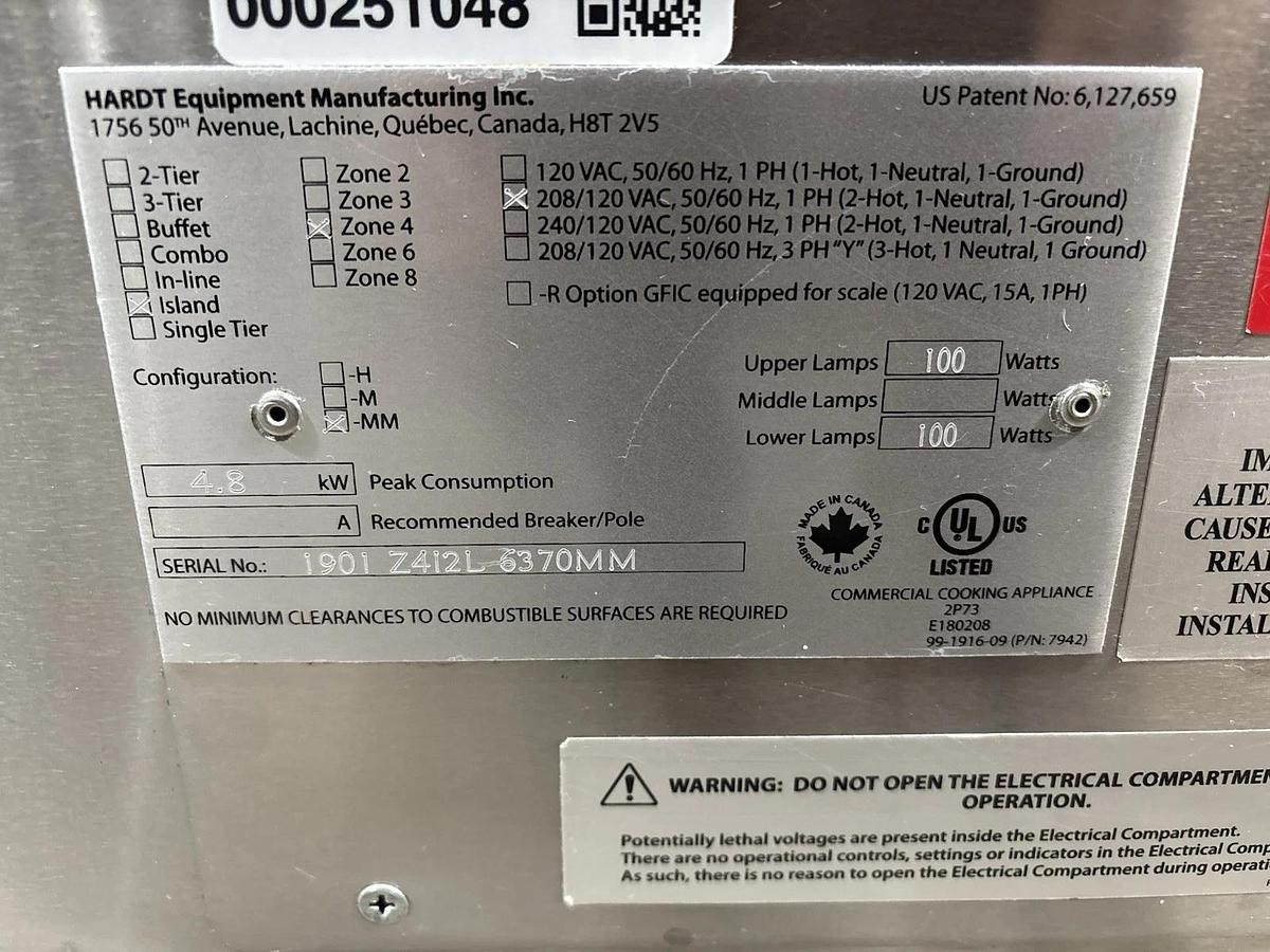 Used Hardt Self Service Heated Island Display, Zone 4, Holds 28 Chicken Domes, TESTED