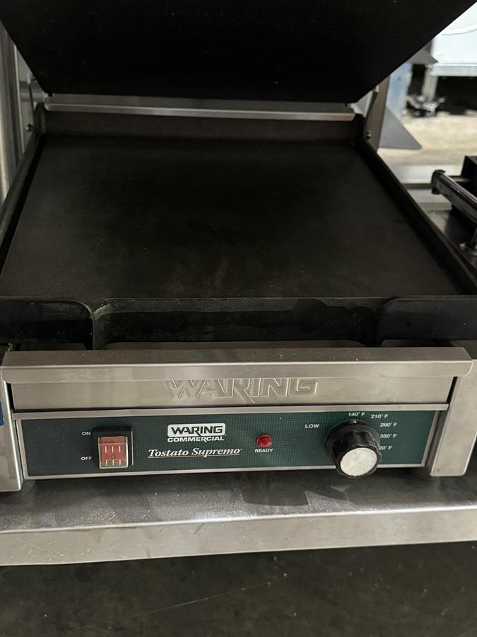 New * Waring WPG150 Panini Perfetto Grooved Top & Bottom Panini Sandwich Grill