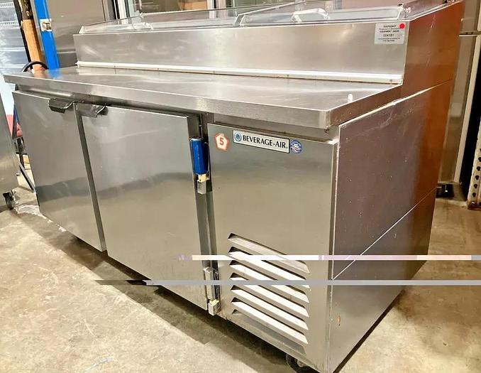Used Beverage Air DP67-CL 67in Two Section Refrigerated Pizza Prep Table w/ Clear Lid
