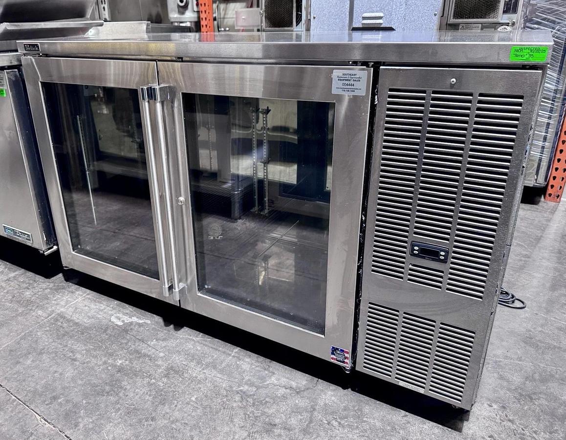 Used Perlick BBS60-RF-G-Y-X-H1 60" 2-Door Glass Back Bar Cooler