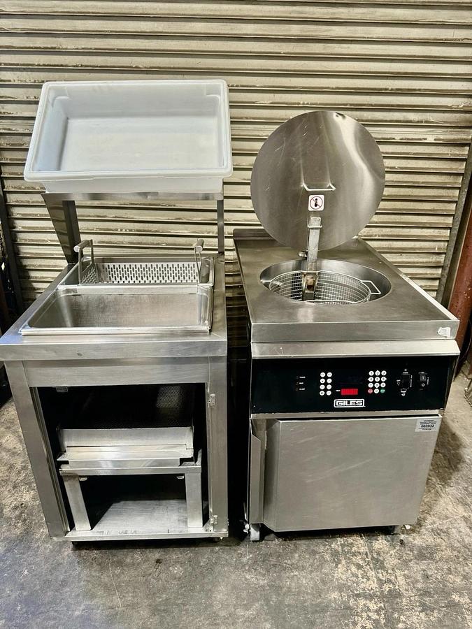 Used Giles BBT-O Breading & Batter Table w/ Dipping Basket & Sifter Drawer