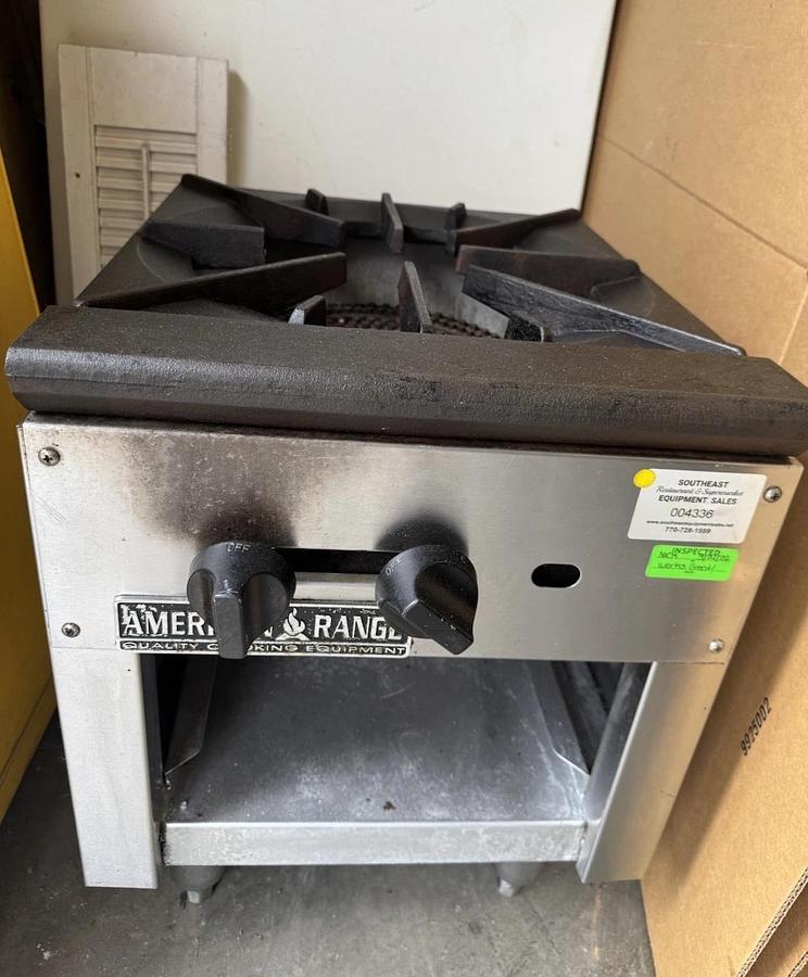 Used American Range ARSP-18-2 18" Heavy Duty 3-Ring Double Burner Stock Pot Stove