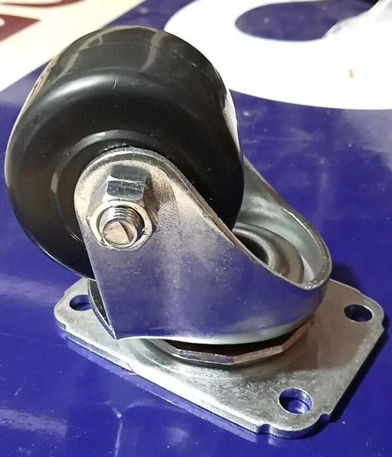 Used Heavy-Duty Swivel Plate Caster Non-Marking Hard Rubber Wheel 2"Wx3''H 250lb cap