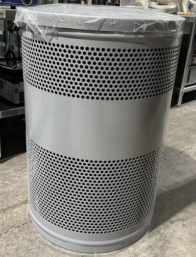 Used NEW Rubbermaid Commercial 51 Gal Outdoor Round Trash Can, Stainless, w/ Insert