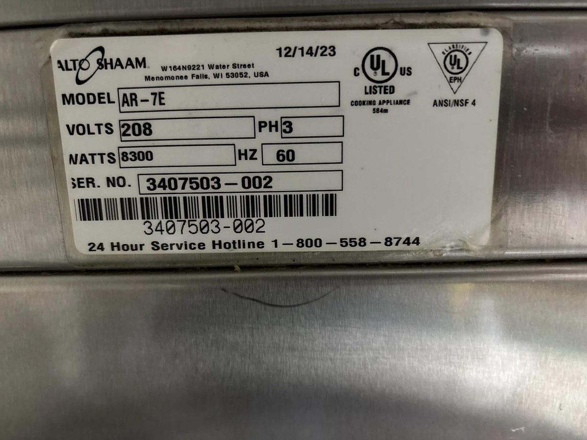 Used 12/2023 Alto-Shaam AR7E Double Stack Rotisserie Oven with 7 Spits, 208V, 3 Phase