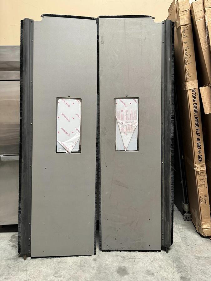 Used Set of 2 NEW - 30" x 96" Impact Traffic Swing Door with View Window and Hardware