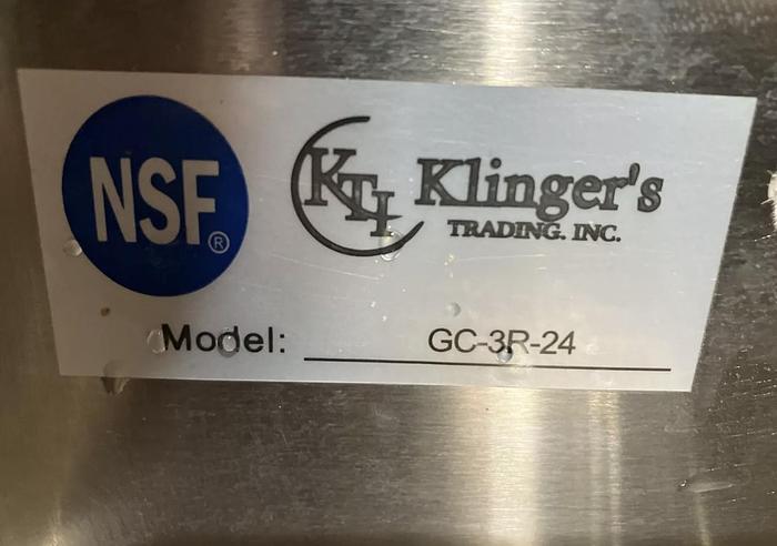 Used Klinger's GC-3R-24 Stainless Steel 24" 3-Rack Glass Storage Bin with Worktop
