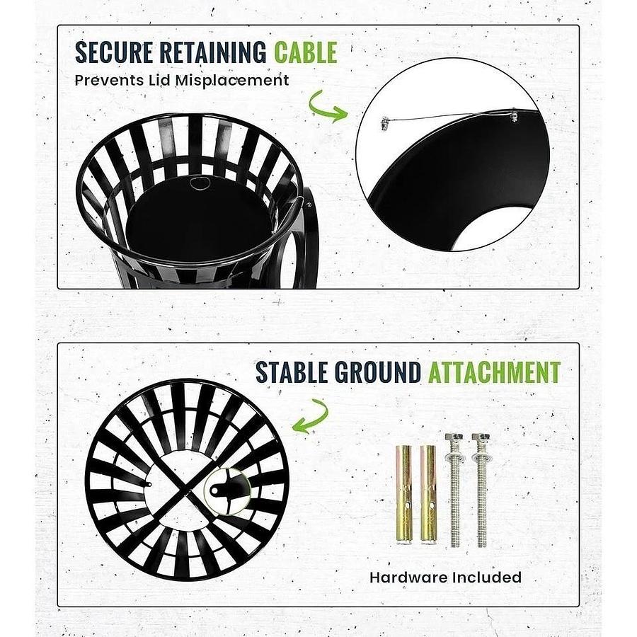 Alpine 38 Gallon Metal Commercial Indoor/Outdoor Waste Receptacle, Trash Can