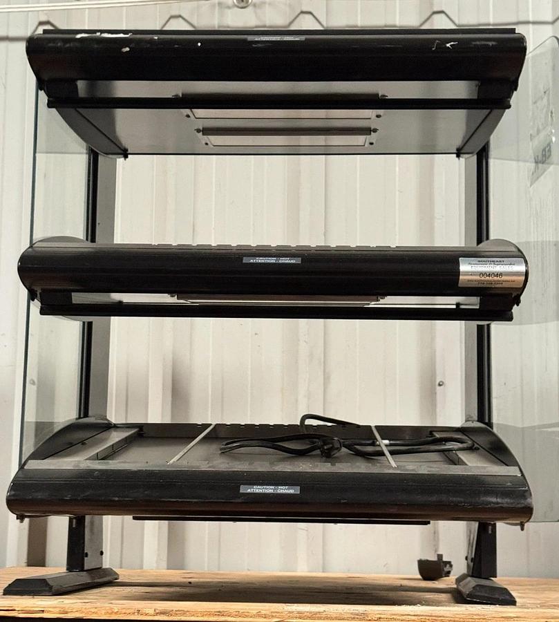 Used Hatco HZMS-24D Black 24" Slanted Double Shelf Heated Zone Merchandiser - 120V