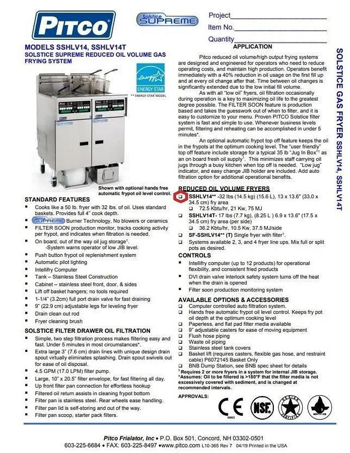 Used Pitco SSHLV14 Supreme ROV Gas High-Efficiency 3-Vat Fryer System w/ Filtration