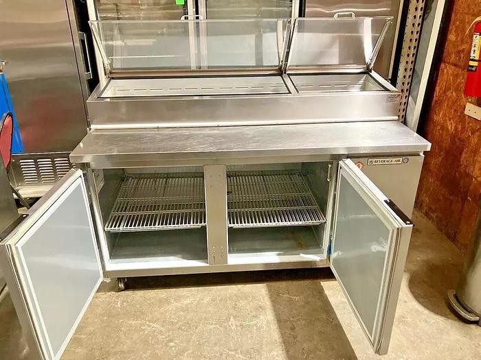Used Beverage Air DP67-CL 67in Two Section Refrigerated Pizza Prep Table w/ Clear Lid