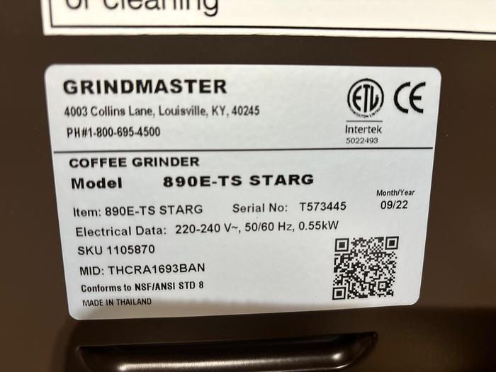 Used NEW GRINDMASTER 890E-TS-STARG AUTOMATIC HIGH VOLUME COMMERCIAL COFEE GRINDER