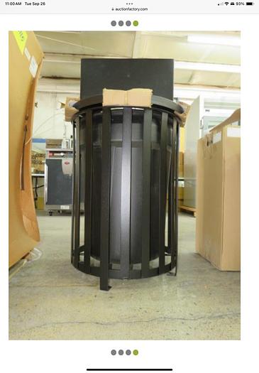 Used New* Outdoor Heavy Duty 36-Gal Trash Receptacle w/ Tray Top Rain Hood and Insert