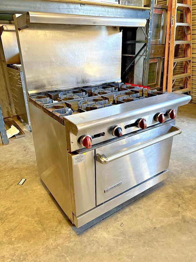 Used American Range AR-6 36" 6 Burner Gas Range, Oven, Natural Gas, Tested