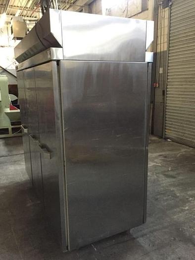Used Hobart Three Door Stainless Steel Refrigerator w/ Pan Slides