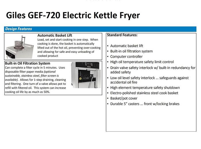Used Giles GEF720 Electric Deep Fryer with Filter System & Auto Lift, 208/ 3 Ph
