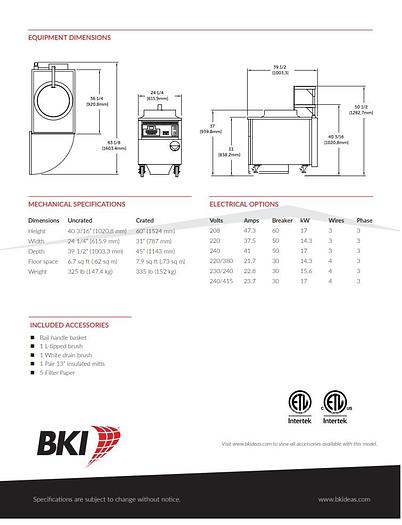 Used BKI BLF-FC - X-Large Volume 75 Lb Deep Fryer – Auto-Lift – Touchpad - Filtration