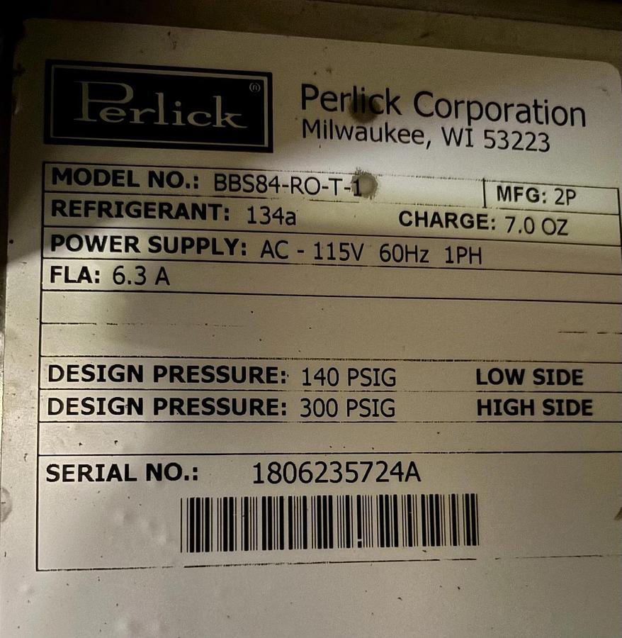 Used Perlick BBS84-IR 84" Direct Draw Draft Beer Kegerator w/ 1 Tower and 6 Taps