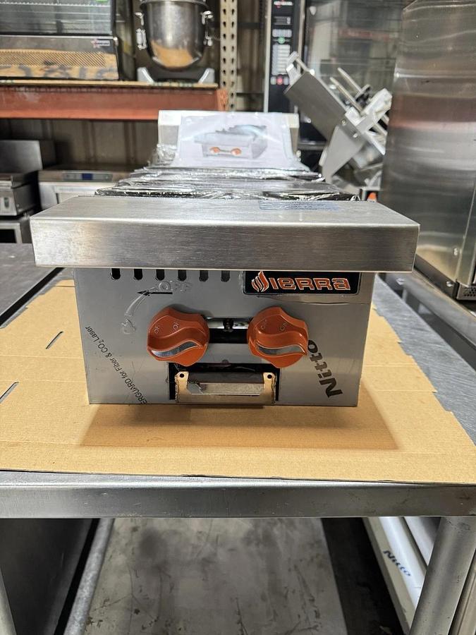 Sierra HP-2-12 12" Countertop Gas Hotplate 2 Burners, Manual Controls 50,000 BTU