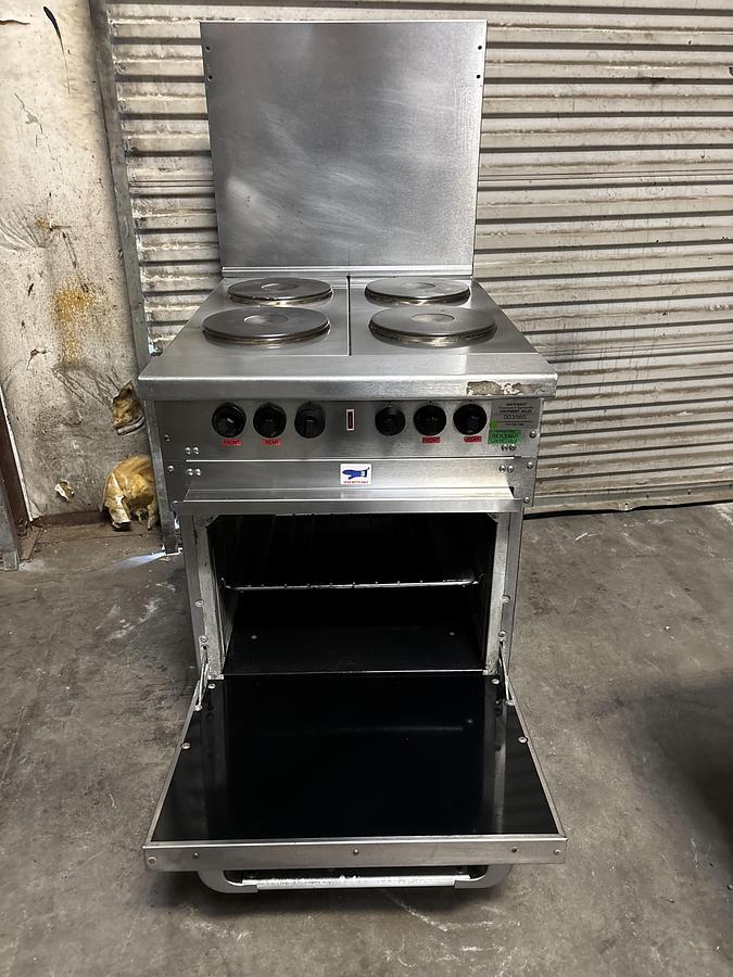 Used Vulcan 24" 4 Sealed Burner Electric Range w/ Oven, 208v/3ph, EV24-S-4FP