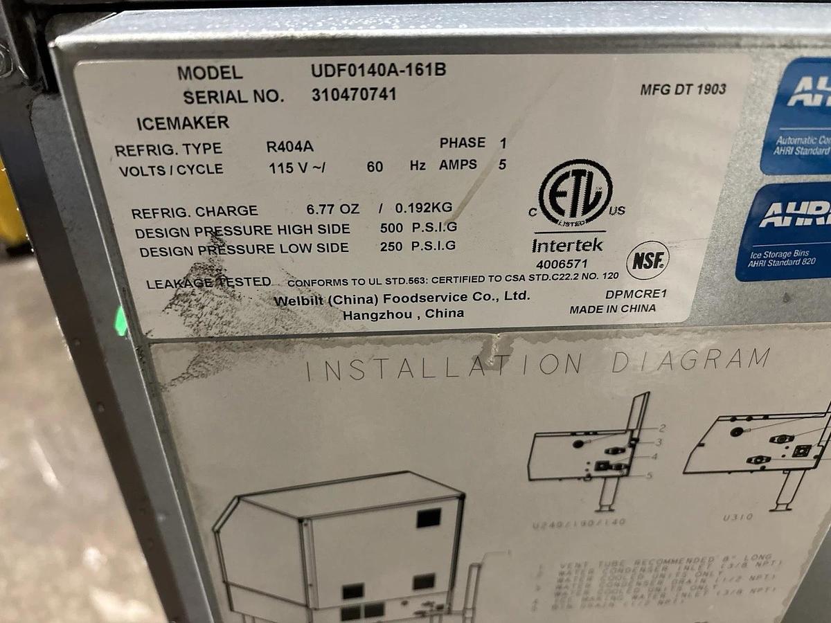 Used Manitowoc UDF0140A-161B 135 Lb. NEO Series, Undercounter Ice Machine, Dice Cube