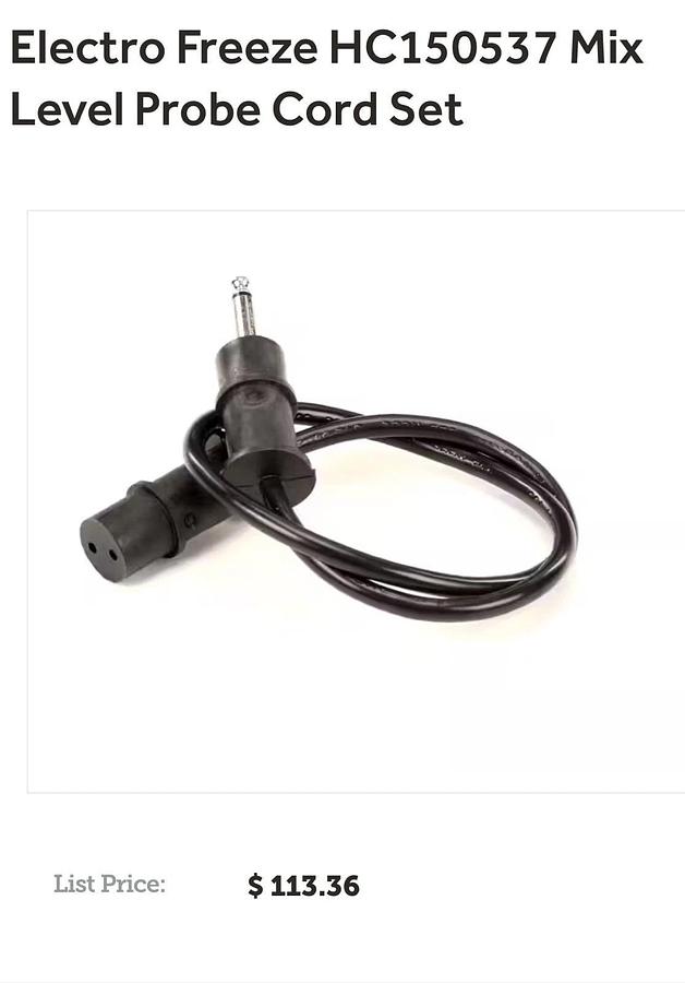 Used Electro Freeze HC150537 Cord Set - Mix Level Probe