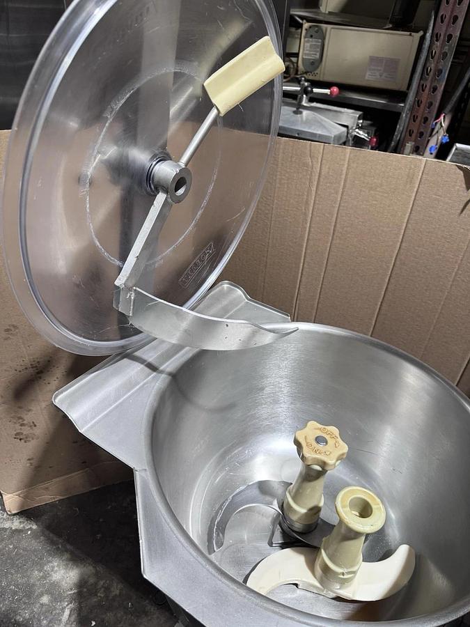 Used Hobart HCM450 45 Qt. Vertical Cutter Mixer w/Tilt & All Blades/Scrapers. TESTED