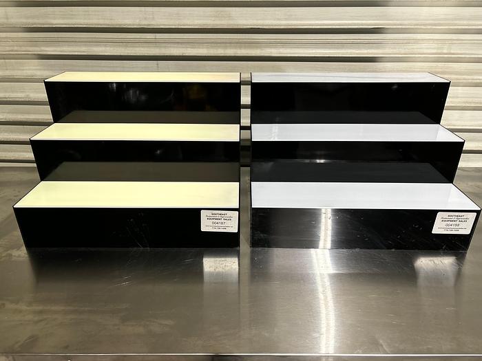 Used Set of 2 - 18" 3 Tier LED Illuminated Shelves Liquor Bottle Bar Display Stands