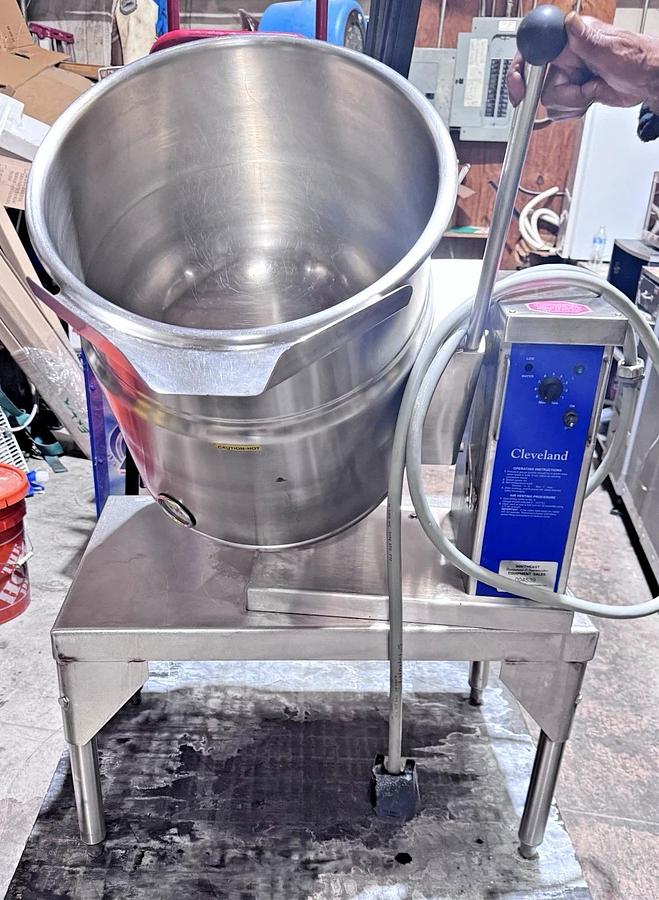 Used Cleveland KET-12-T 12-Gallon Tilting 2/3 Steam Jacketed Electric Kettle w/ Stand