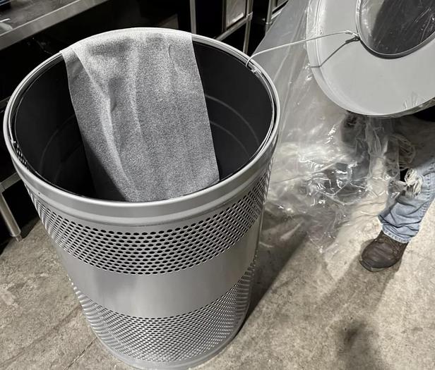 Used NEW Rubbermaid Commercial 51 Gal Outdoor Round Trash Can, Stainless, w/ Insert