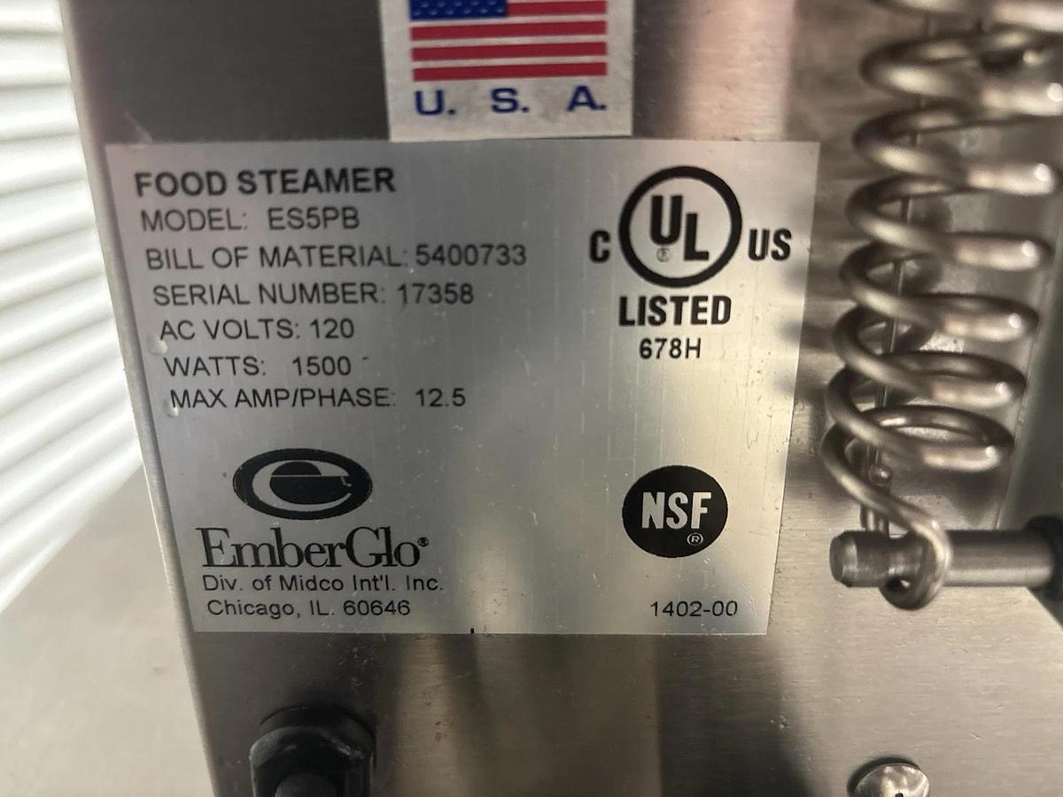 Used EmberGlo ES5PB 1/2 Size Countertop Electric Food Steamer w/ Quick Connect Water Line