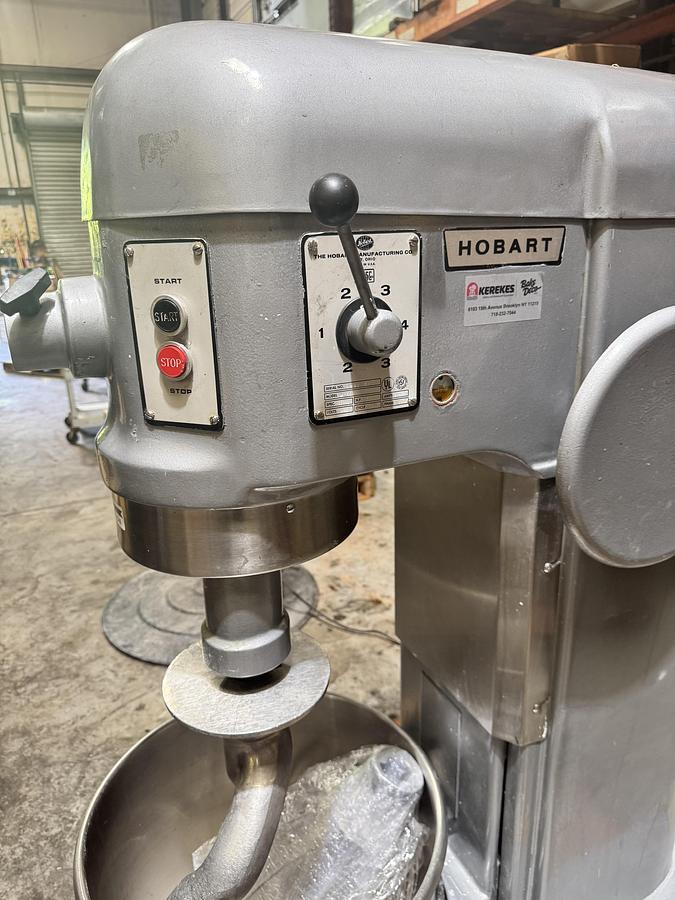 Used Hobart H600 60Qt Floor Mixer, 2 Attachments,4 Speed 240V w/ Optional 440V, 3 Ph