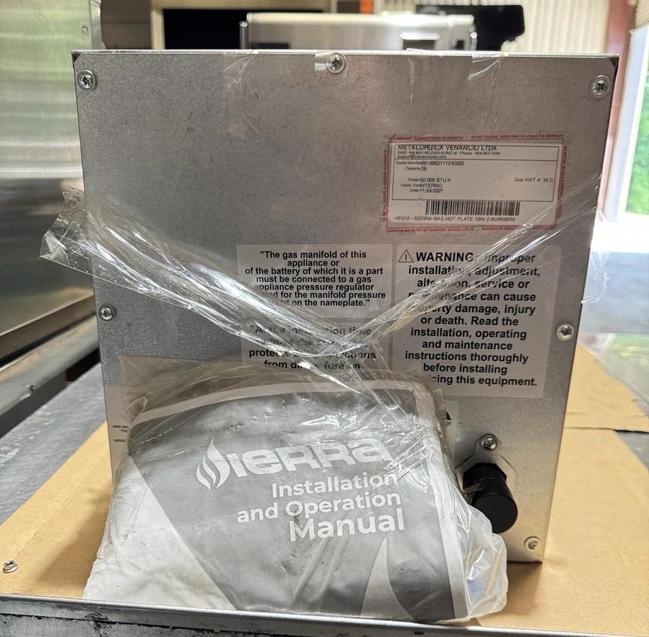 Sierra SRHP-2-12 12" Countertop Gas Hotplate 2 Burners, Manual Controls 50,000 BTU, NEW
