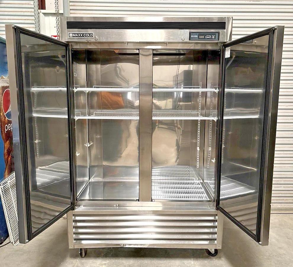 Used Maxx Cold MCR-49FD Solid Stainless Two Door Reach-In Refrigerator 120V, 54" W