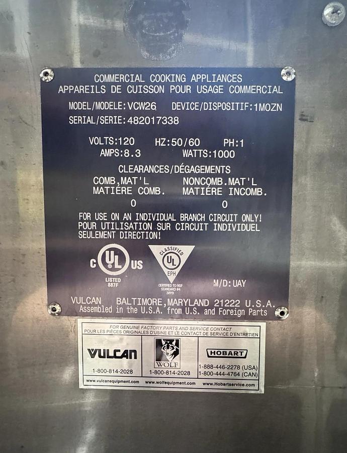 Used Vulcan VCW26 26 Gallon First-In First-Out Chip Warmer, Top Load Style - 1500W