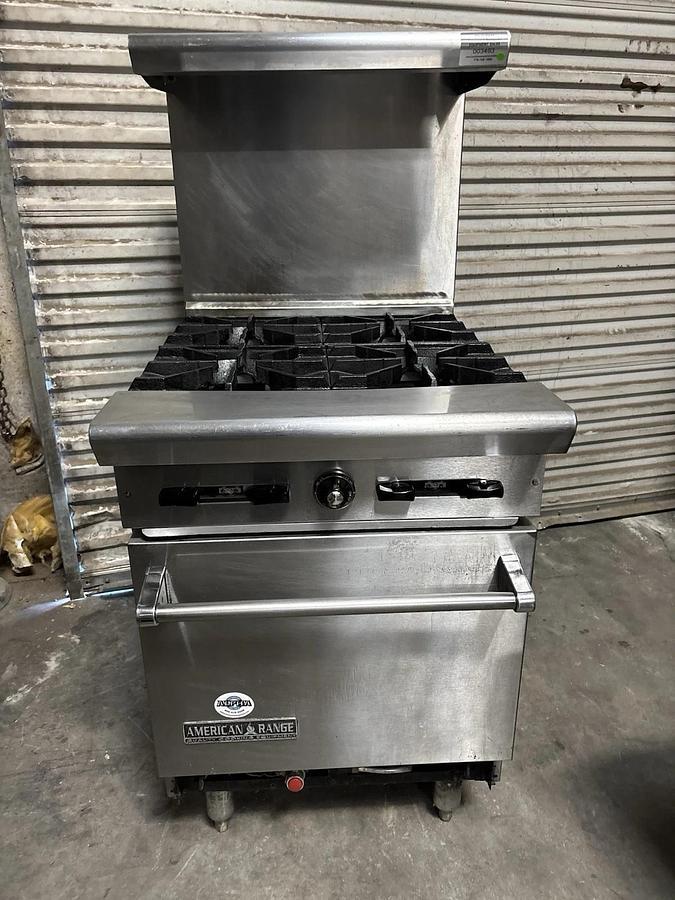 Used American Range AR-4 24" Restaurant Gas Range w/ 4 Open Burners, Space Saver Oven