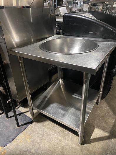 Used HEAVY-DUTY, MIXING BOWL WORK TABLE W/ 30 QT S/S MIXING BOWL