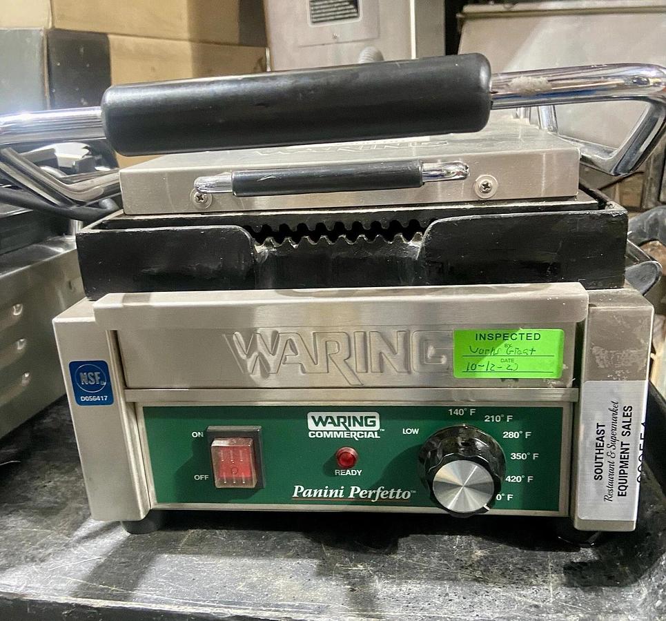 Used New * Waring WPG150 Panini Perfetto Grooved Top & Bottom Panini Sandwich Grill