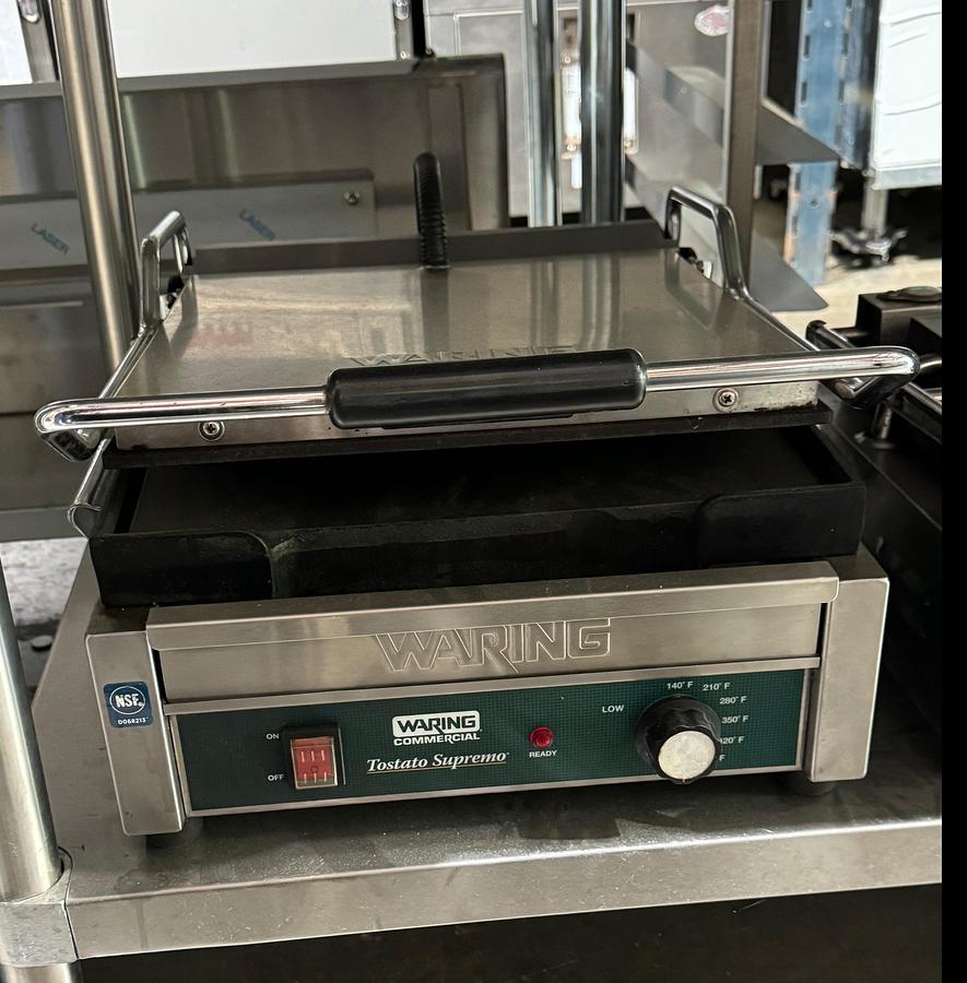 New * Waring WPG150 Panini Perfetto Grooved Top & Bottom Panini Sandwich Grill