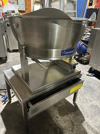 Used Cleveland SET-15 15 Gallon Electric Tilt Skillet with Stand - 208V, 3 Phase - A+