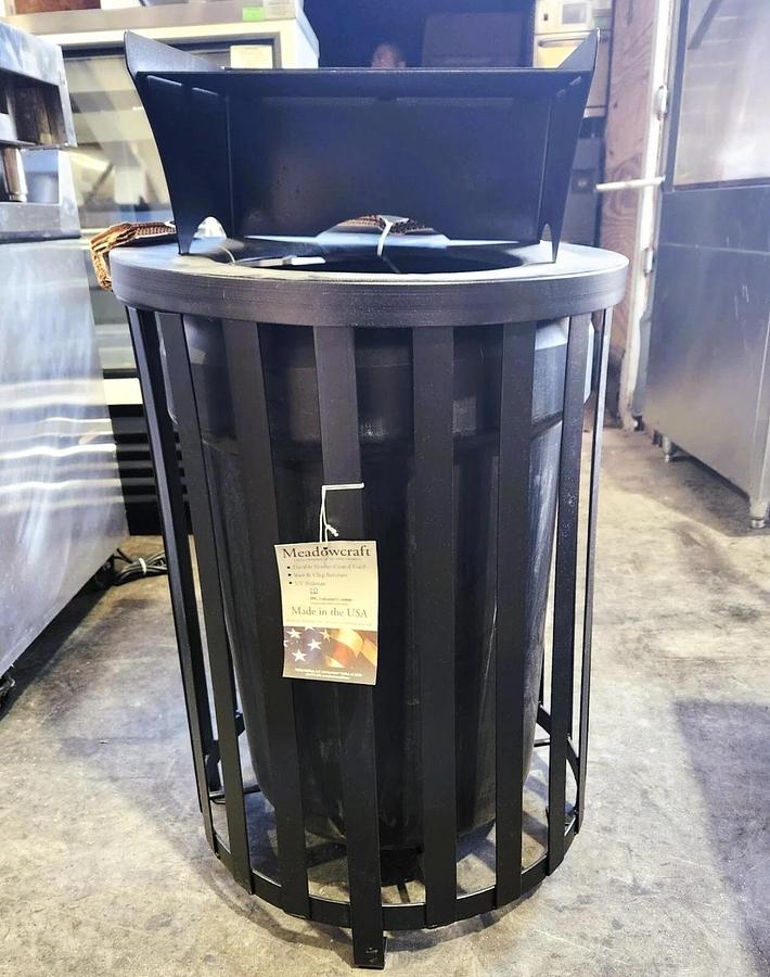 Alpine 38 Gallon Metal Commercial Indoor/Outdoor Waste Receptacle, Trash Can